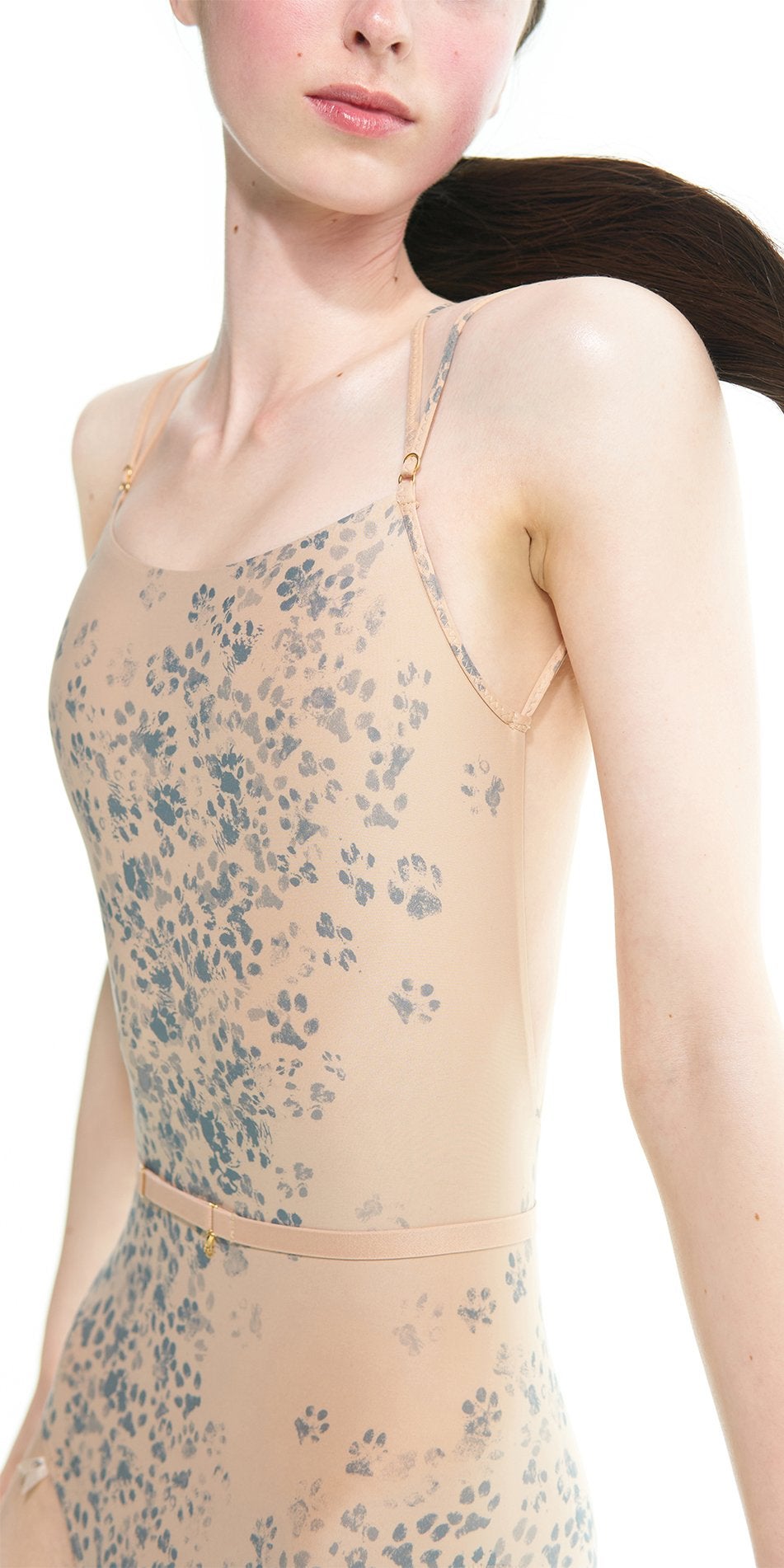 Just A Corpse CAT paw print – cross back leotard – indigo Just A Corpse CAT paw print – cross back leotard – indigo