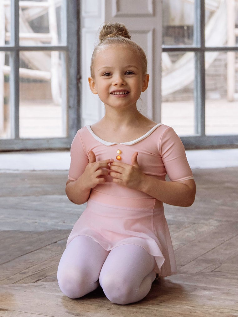 little girls leotards Ballet Maniacs Montpensier girls leotard | Pink peach | Maison de 9uatre